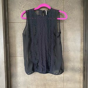 Black sleeveless lace top